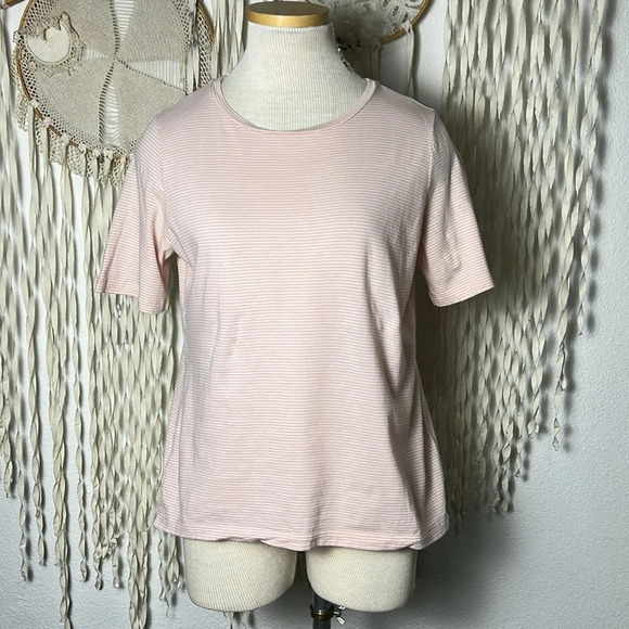 Eileen Fisher Blush Stripe Short Sleeve Tee Size XS - Picture 1 of 9